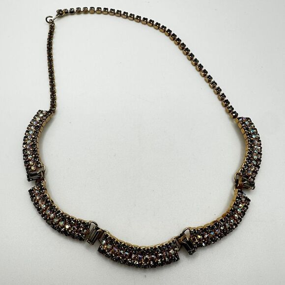 16" all gray pave and AB rhinestones and gold tone statement necklace! - Picture 17 of 17